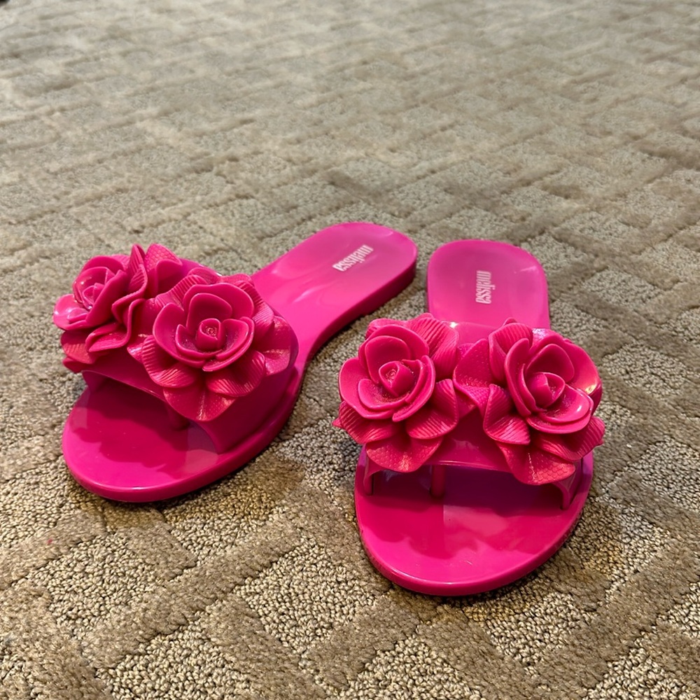 Melissa Pink Flower Jelly Sandals | Size 7
